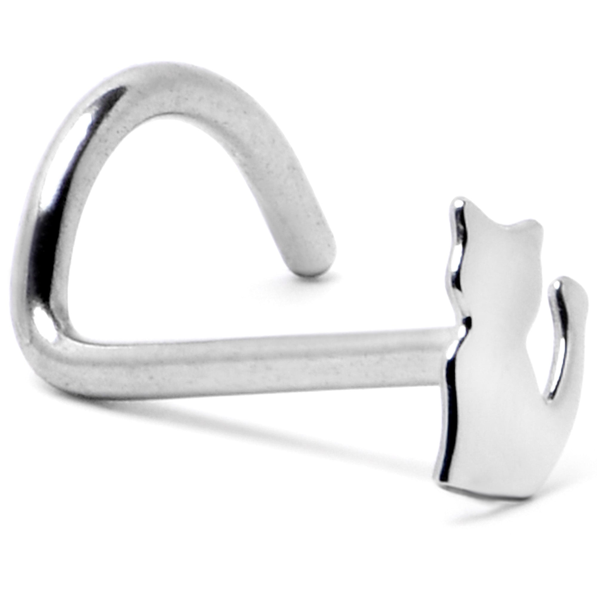 20G 1/4 Silhouette Kitty Cat Left Side Nose Screw