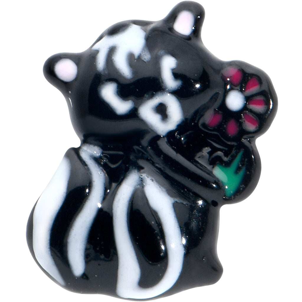 16G 1/4 Black Funky Skunk Cartilage Tragus Earring
