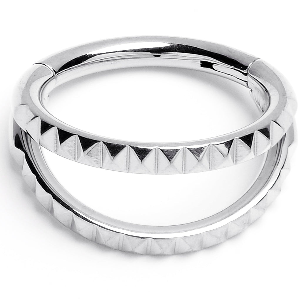 16G 5/16" 316L Steel Double Spike Precision Hinged Segment Ring