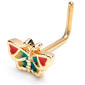 20G 7mm Gold Tone Sunrise Butterfly L Shape Nose Ring