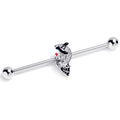 14G Clear Gem Crescent Moon Witch Industrial Barbell 38mm