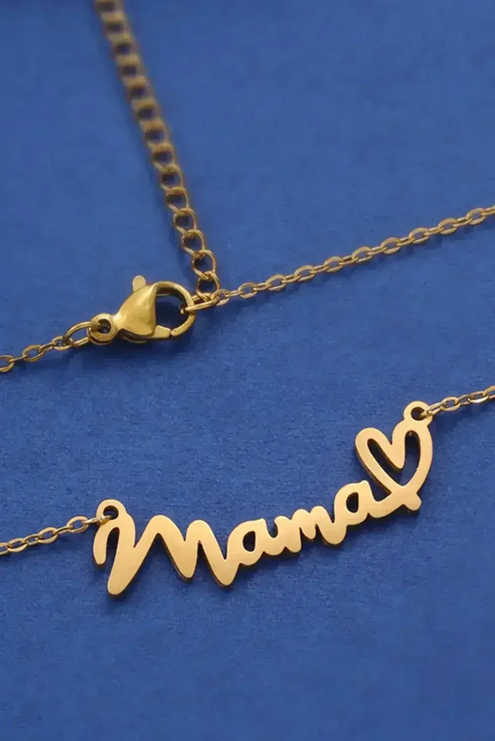 Gold Mama Necklace - Heart Pendant w/ Engraving - Adjustable Chain