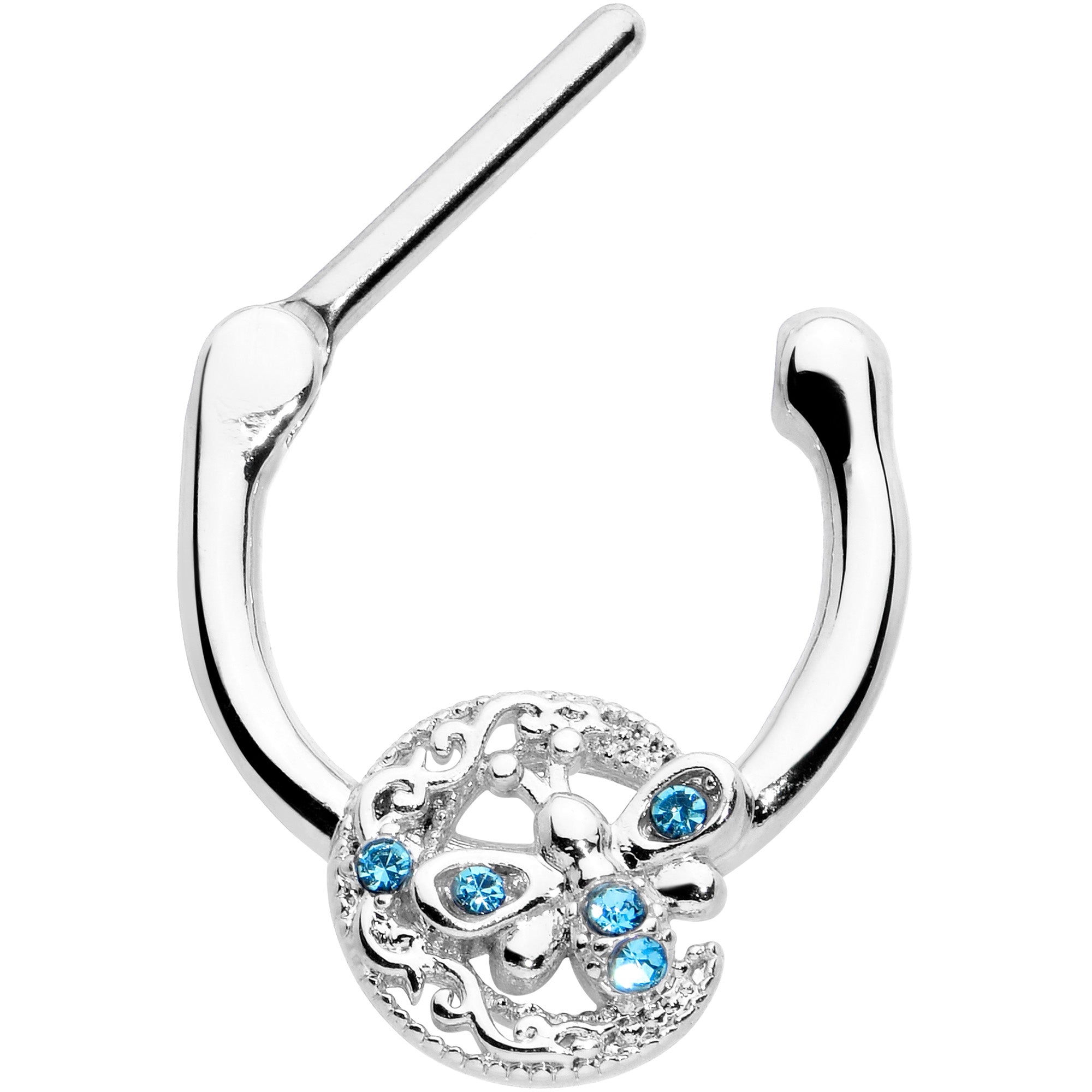 16G 5/16 Blue Gem Lunar Dragonfly Cartilage Clicker