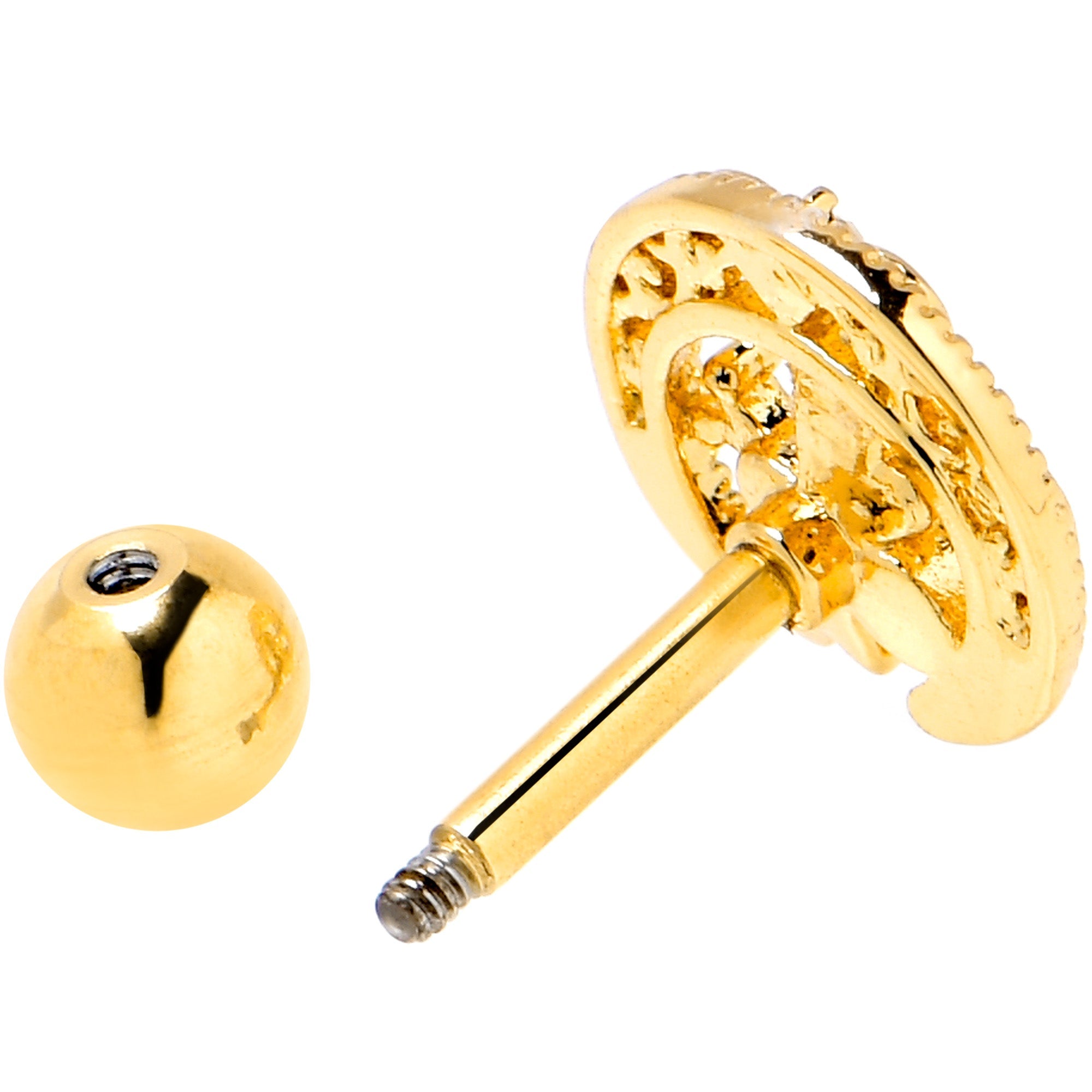 16G 1/4 Clear Gem Gold Tone Lunar Dragonfly Cartilage Earring
