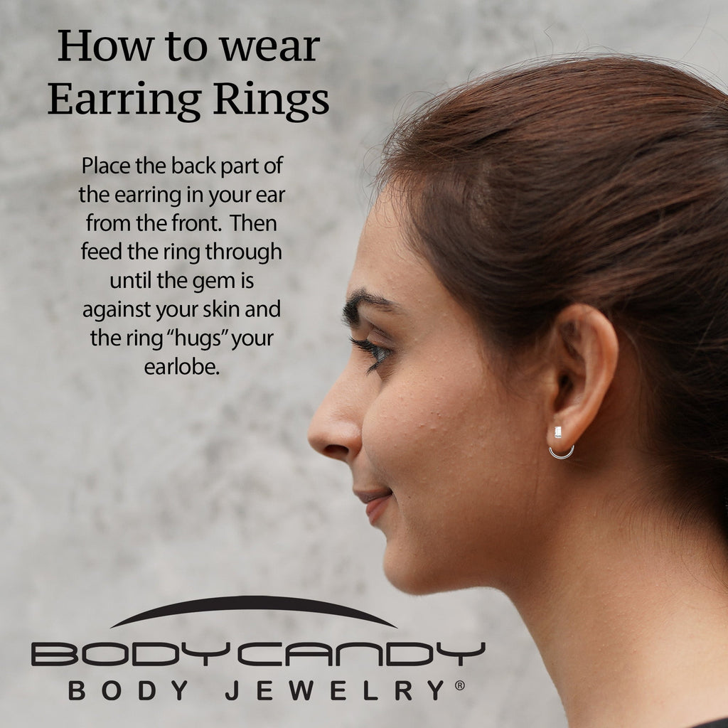 20G Implant Grade Titanium Triangle Gem Open Hoop Earrings