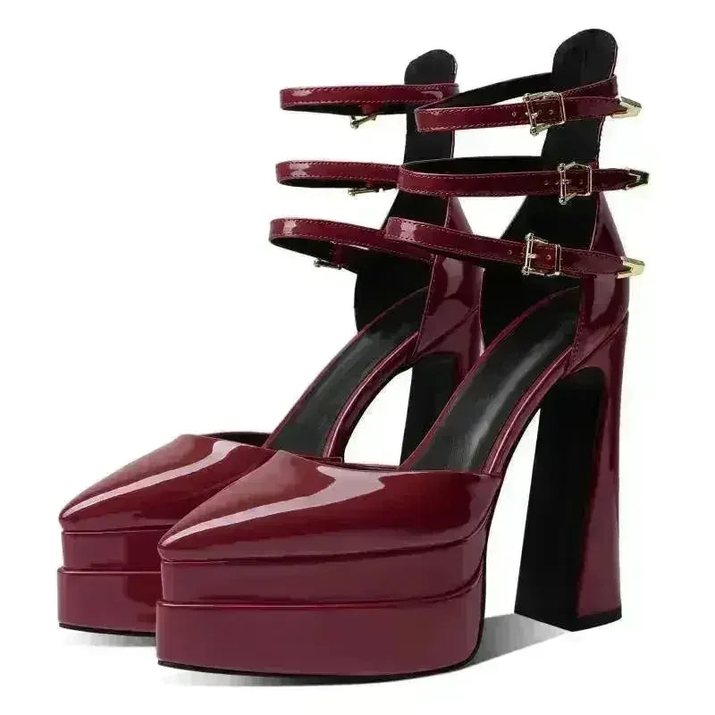 Pointed Toe High Heel Hollow Sandals - 14.5cm Platform Pumps | Femstylo