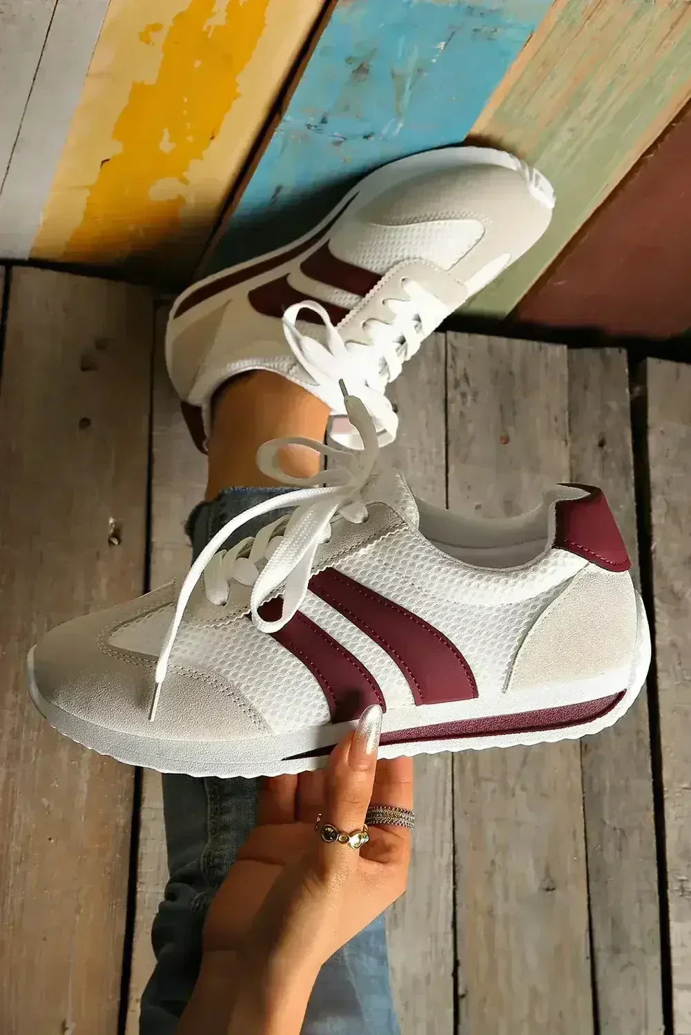 Yellow Patchwork Sneakers - Microfiber Breathable Shoes - Wholesale Comfort