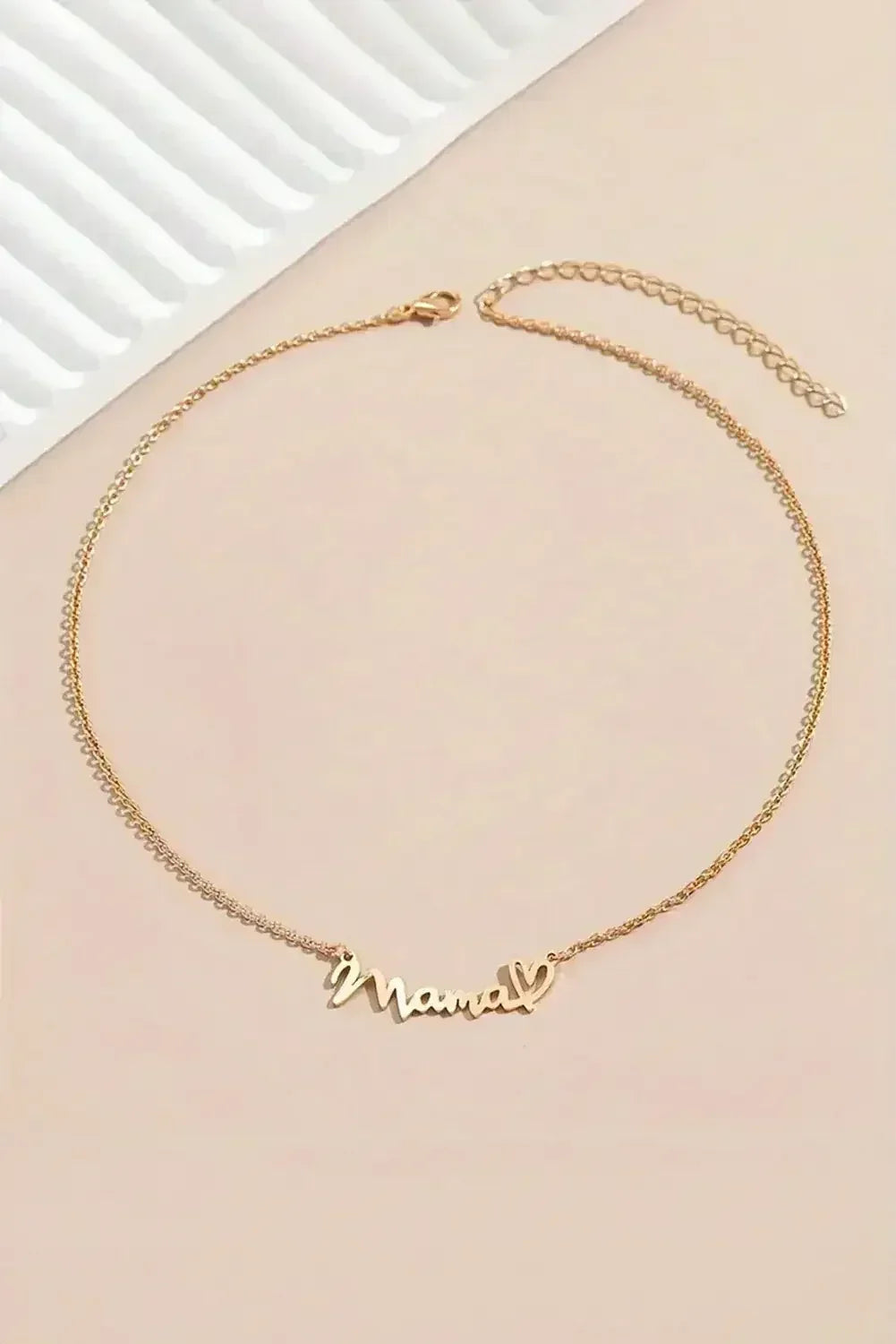 Gold Mama Necklace - Heart Pendant w/ Engraving - Adjustable Chain