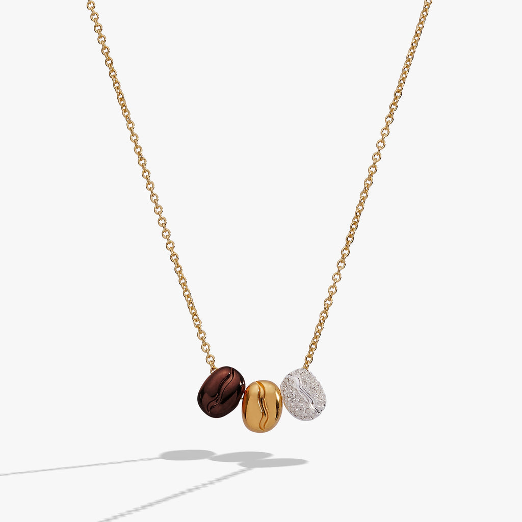 Coffee Bean 'Happiness, Wealth, Health' Engraved Pendant Necklace