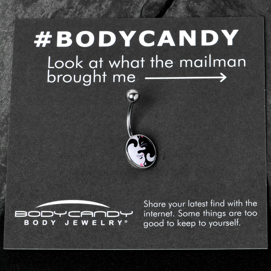 Cute Kitty Cat Yin Yang Belly Ring by Onyx O