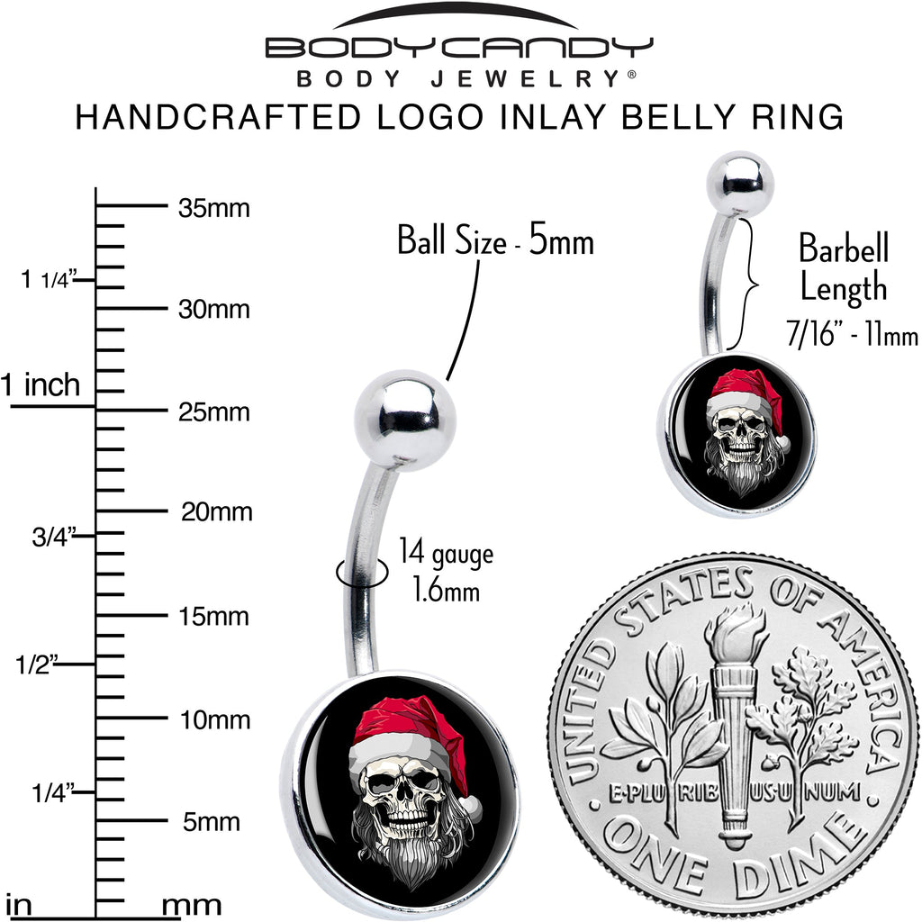 Holiday Skeleton Santa Claus Belly Ring by Onyx O