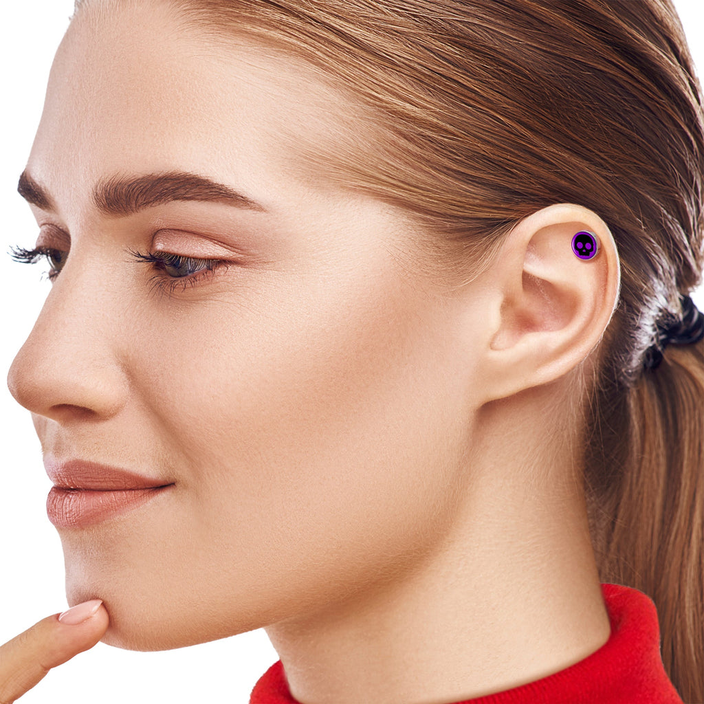 16G 1/4 Purple Black Simple Skull Tragus Cartilage Earring by Onyx O