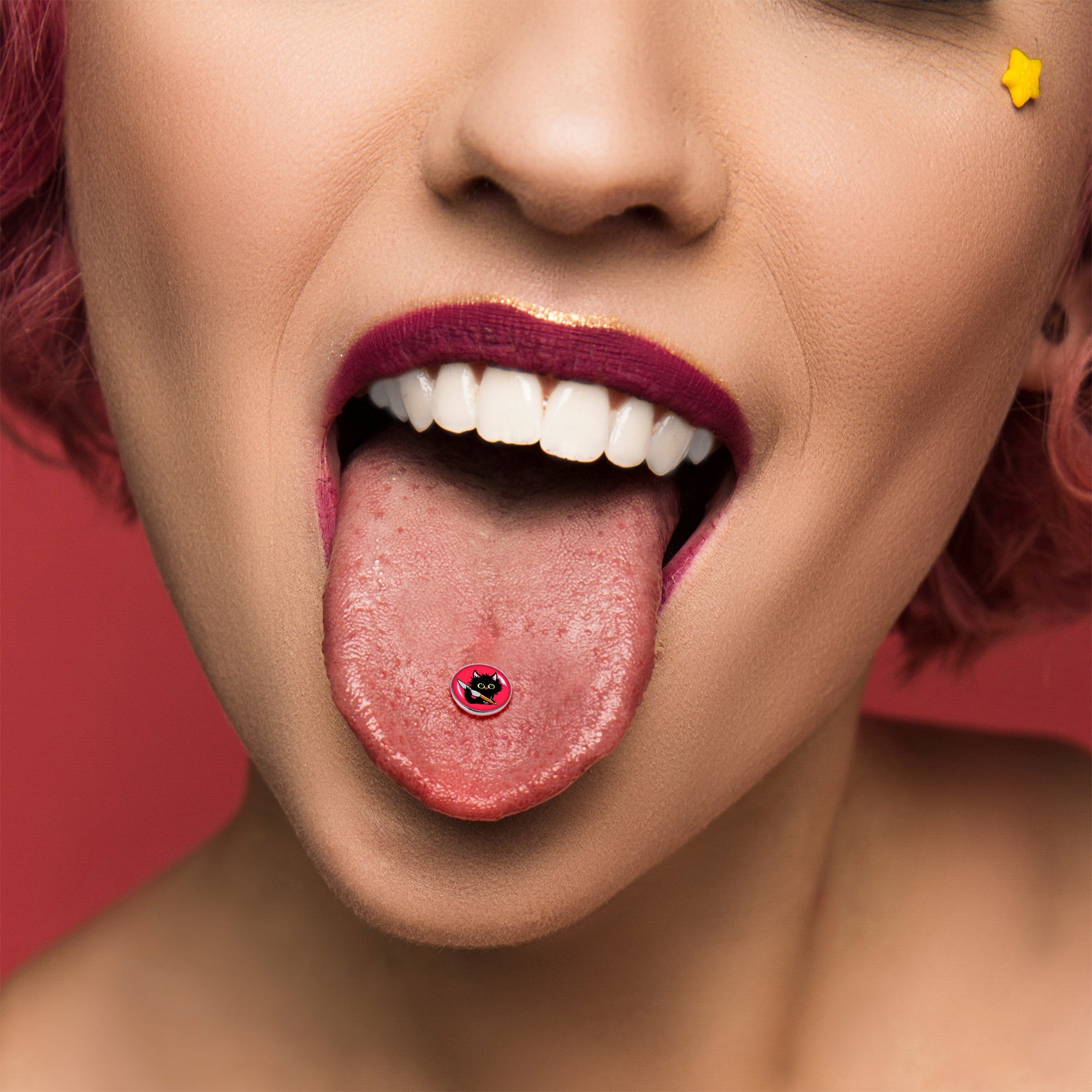 Stabby Cat Barbell Tongue Ring by Onyx O