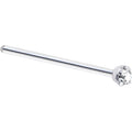 Solid 14K White Gold 2mm Clear Cubic Zirconia Nose Ring