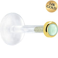 16G 5/16 Solid 14K Yellow Gold 2mm Genuine Aventurine Quartz Bioplast Tragus Earring Stud