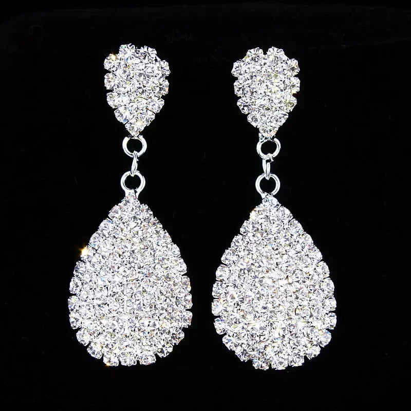 TREAZY Fashion Crystal Wedding Drop Earrings for Women Silver Color Bridal Dangle Earrings Brides Gifts Birthday Party Jewelry