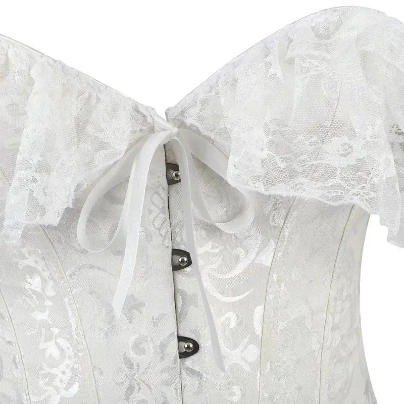 Fashion Princess Style Women Lingerie Bodyshaper Bridal Corset Bustier Tops For Women Short-Sleeve Lace Up Corselet Plus Size