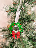 Wood Holiday Vampire Wreath Christmas Ornament