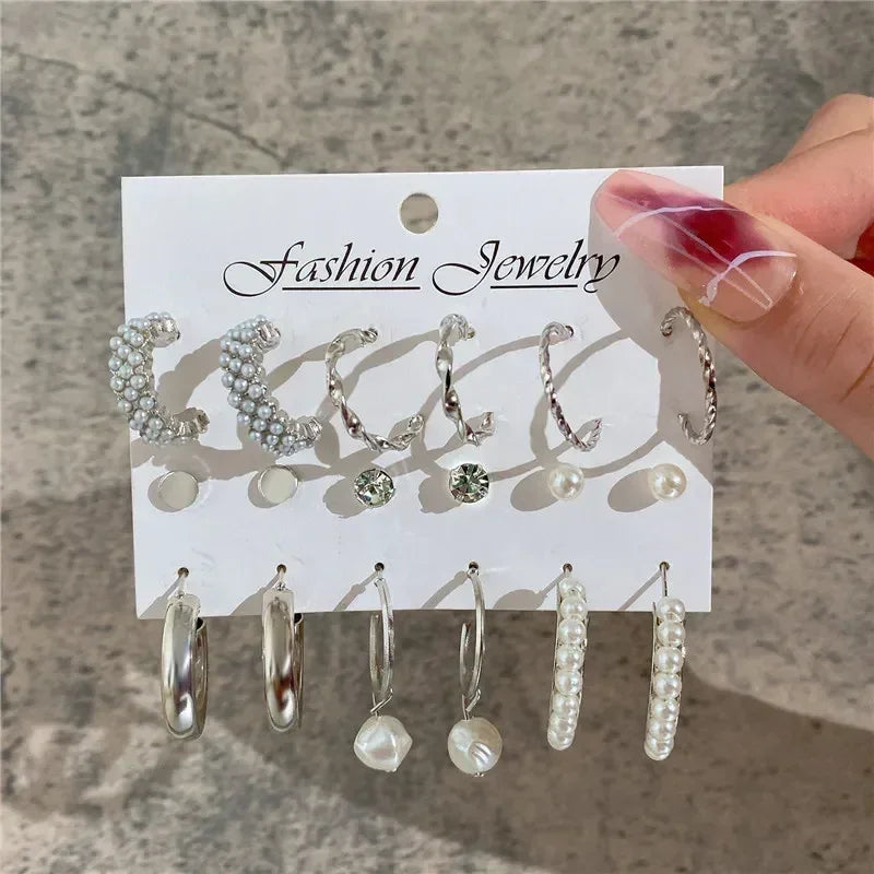 LETAPI Vintage Gold Color Circle Earrings for Women Girls Geometric Twist Dangle Earring Set New Fashion Jewelry Party Gifts