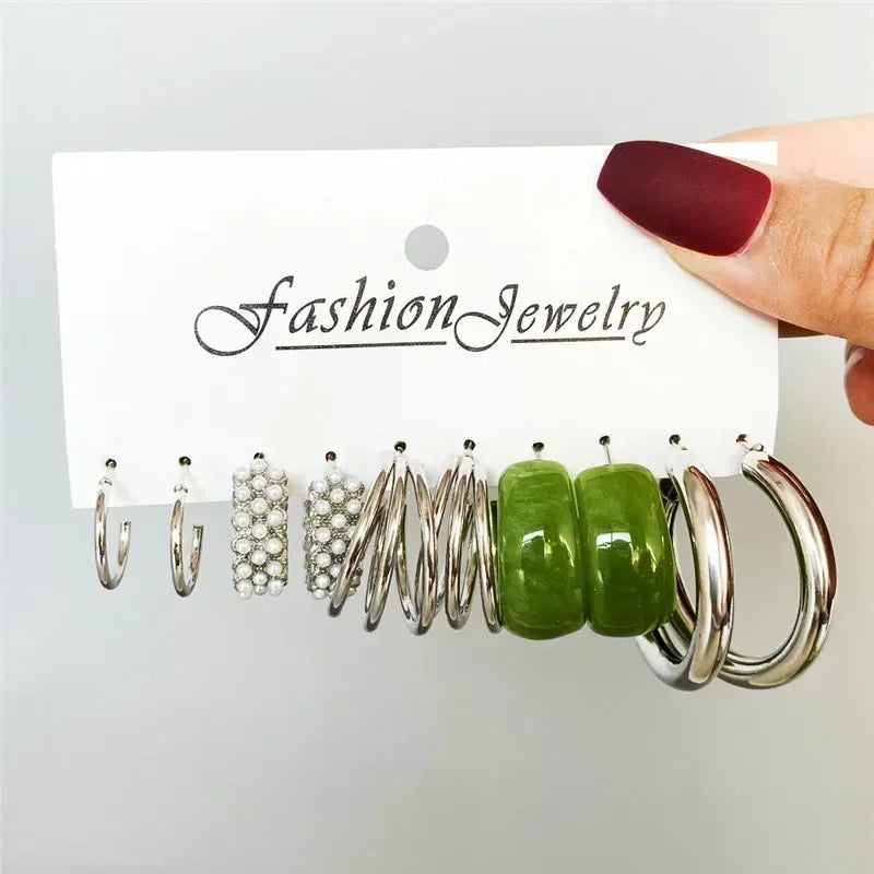 LETAPI Vintage Gold Color Circle Earrings for Women Girls Geometric Twist Dangle Earring Set New Fashion Jewelry Party Gifts