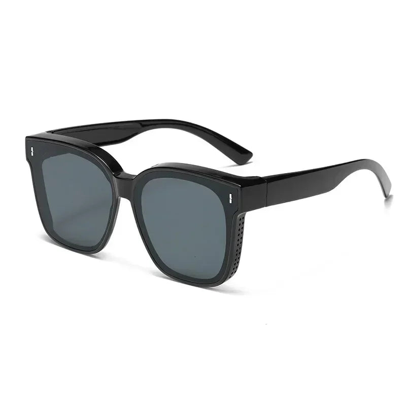 Fashion Square Polarized Sunglasses Cover Over Myopia Prescription Glasses Portable Men Women Vintage Fishing Driving Eyewear ﻿