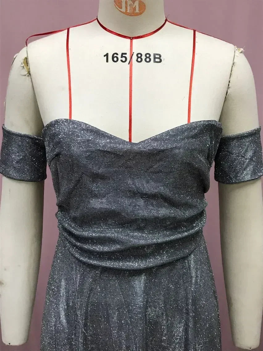 BKLD 2025 Evening Party Dress Sequin A-Line Strapless Sexy Fashion Solid Color Split Long Dresses Solid Color Women Clothing