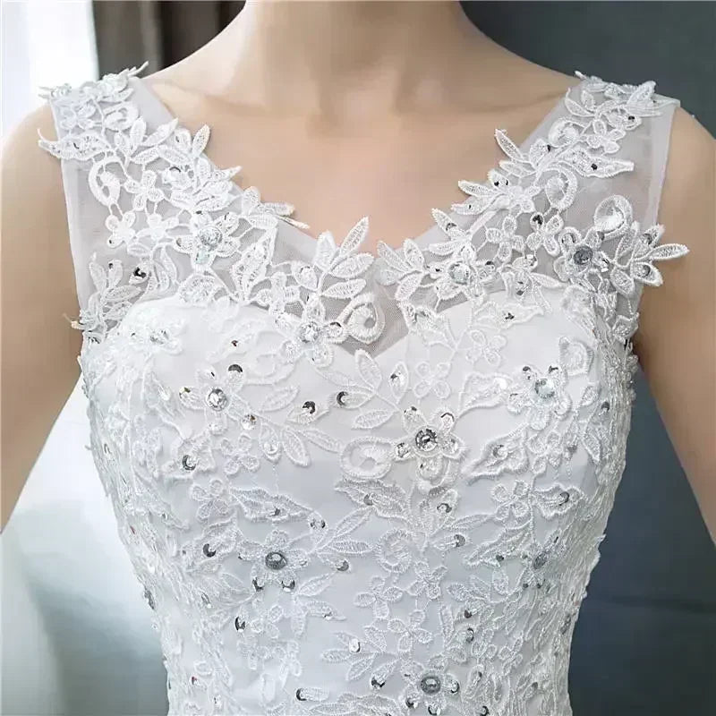 Plus Size Wedding Dress - V-Neck Sequined Ball Gown Customizable | Femstylo