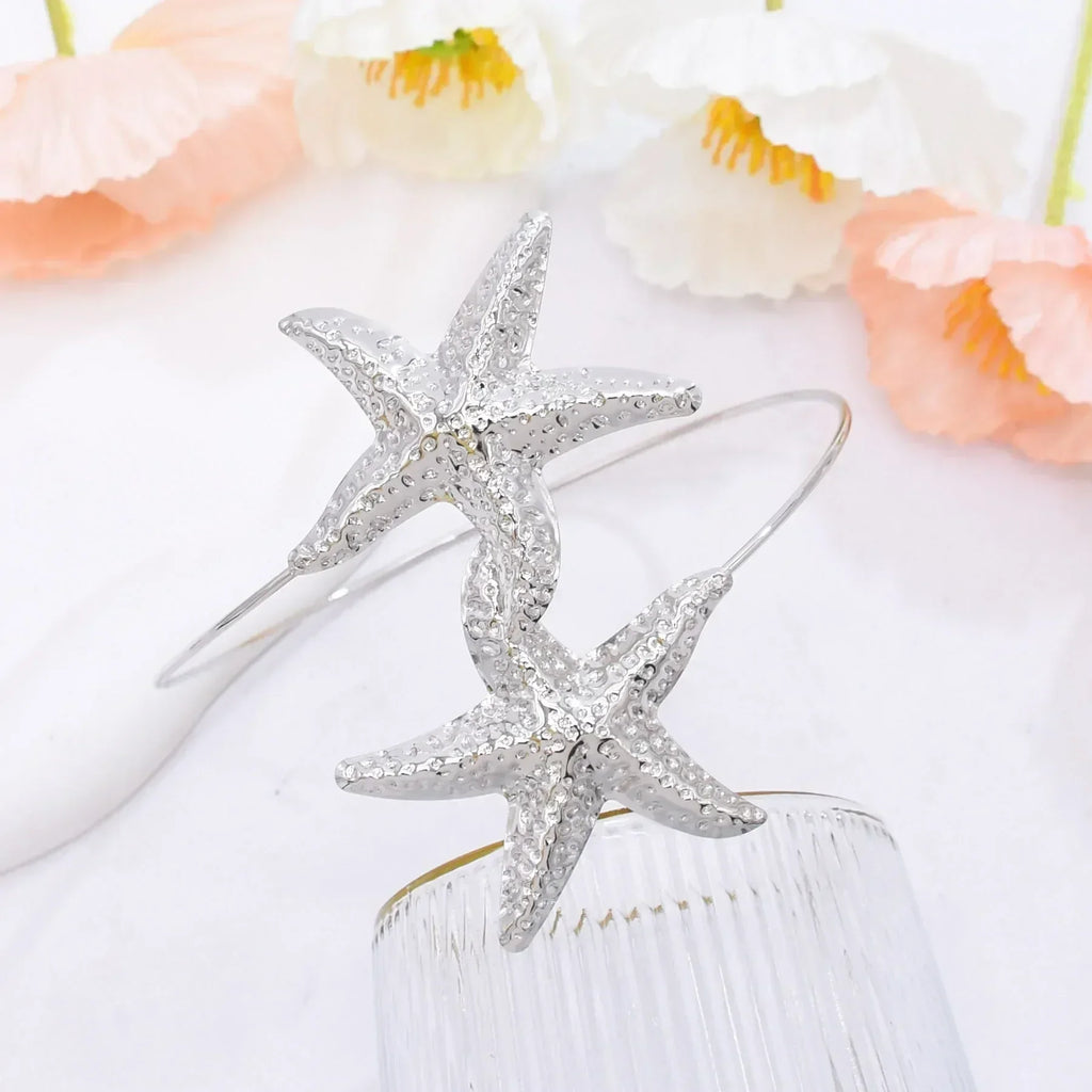 New Fashion Golden Alloy 2 Starfish Arm Bracelet for Women  Summer Beach \Dance Party Cuff Bracelets Jewlery Accessories Gifts