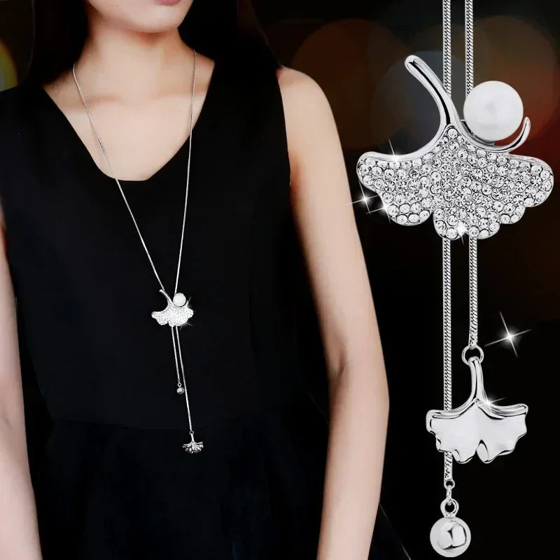 New Arrival Long Necklaces for Women 2024 Fashion Gray Crystal Choker Collier Femme Statement Necklaces & Pendants Accessories
