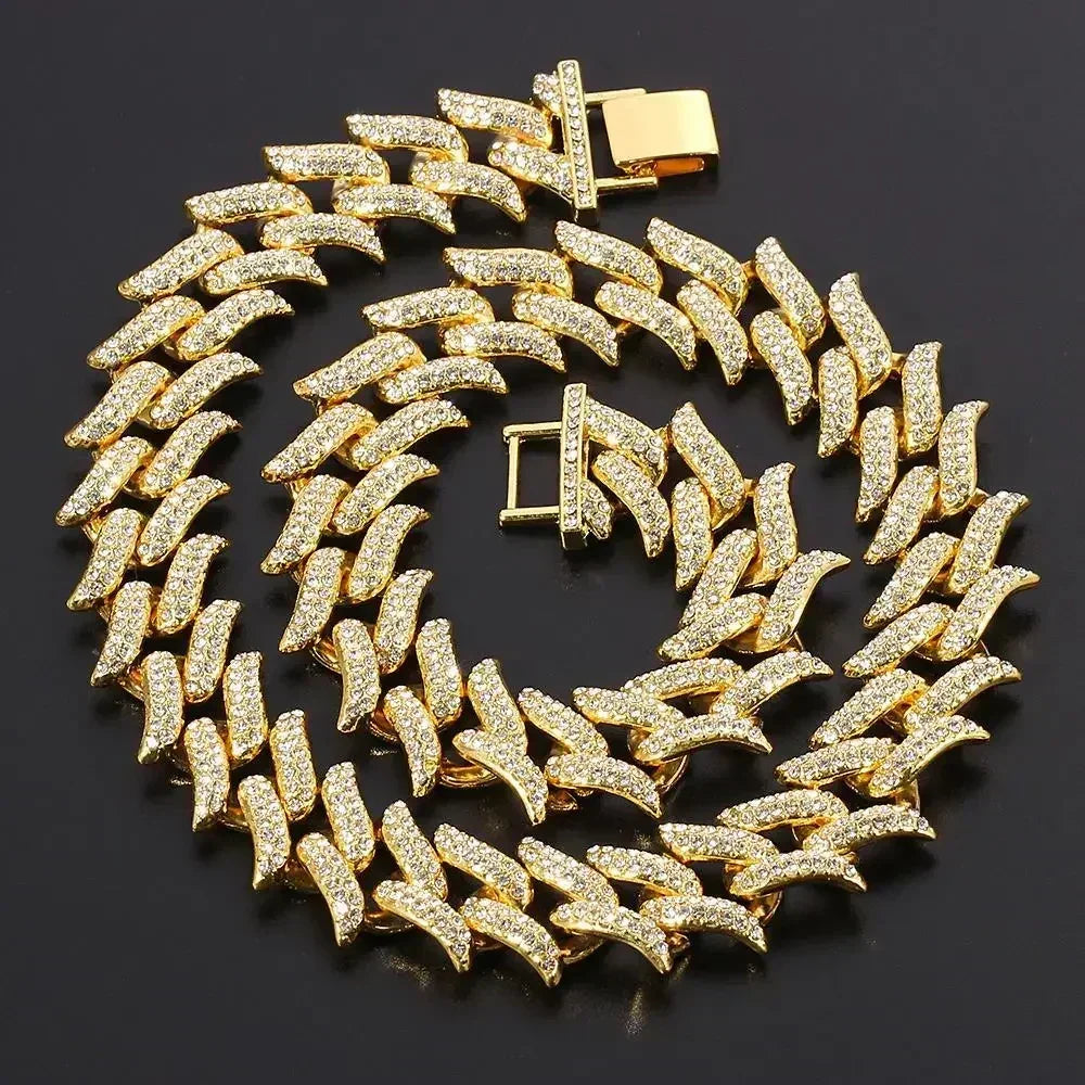 Men Hip Hop Full Rhinestone King Queen Pendants Necklaces Bling Bling Iced Out Cuban Link Chain Hiphop Necklace Men Jewelry Gift