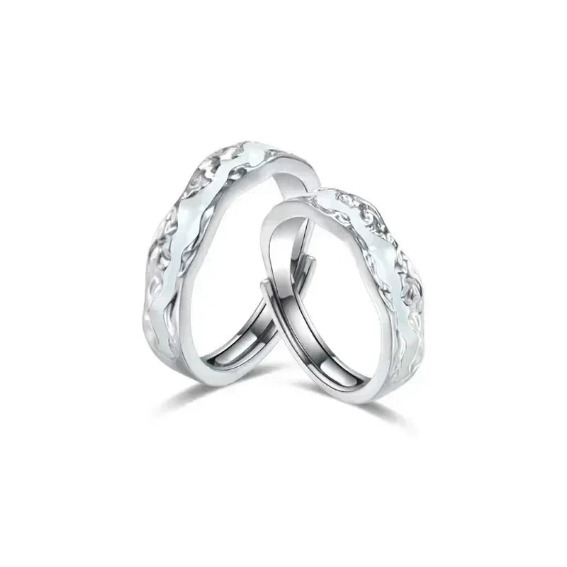 New Enamel Luminous Adjustable Finger Ring Vintage Luxury Love Couples Rings Glow In Dark Y2K Jewelry Valentine's Day Gifts