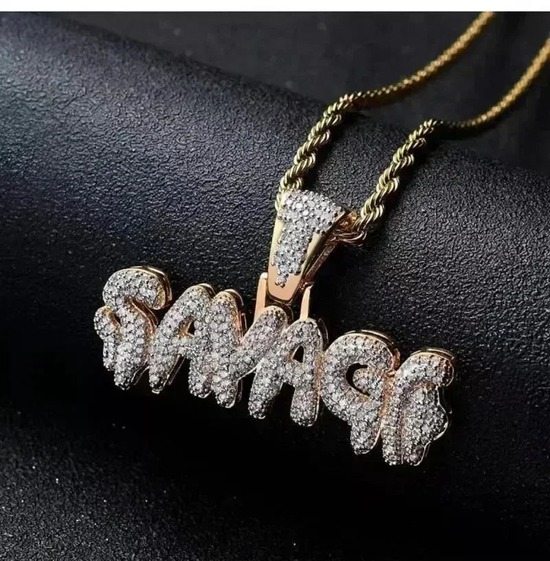 Ice Out Zircon Polite Gesture Middle Finger Necklace Men Women Punk Hip Hop Rap Rock Party Jewelry Gift