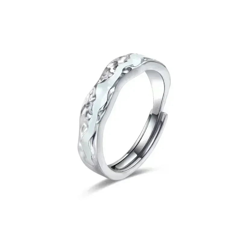 New Enamel Luminous Adjustable Finger Ring Vintage Luxury Love Couples Rings Glow In Dark Y2K Jewelry Valentine's Day Gifts