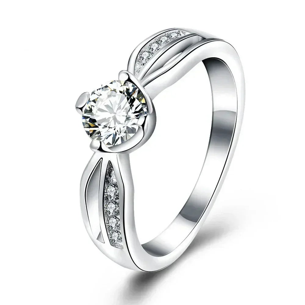 New Fashion 925 Sterling Silver 7-10# Fine Shiny Zircon Ring For Women Charm Luxury Wedding Party Favor Jewelry Wholesale