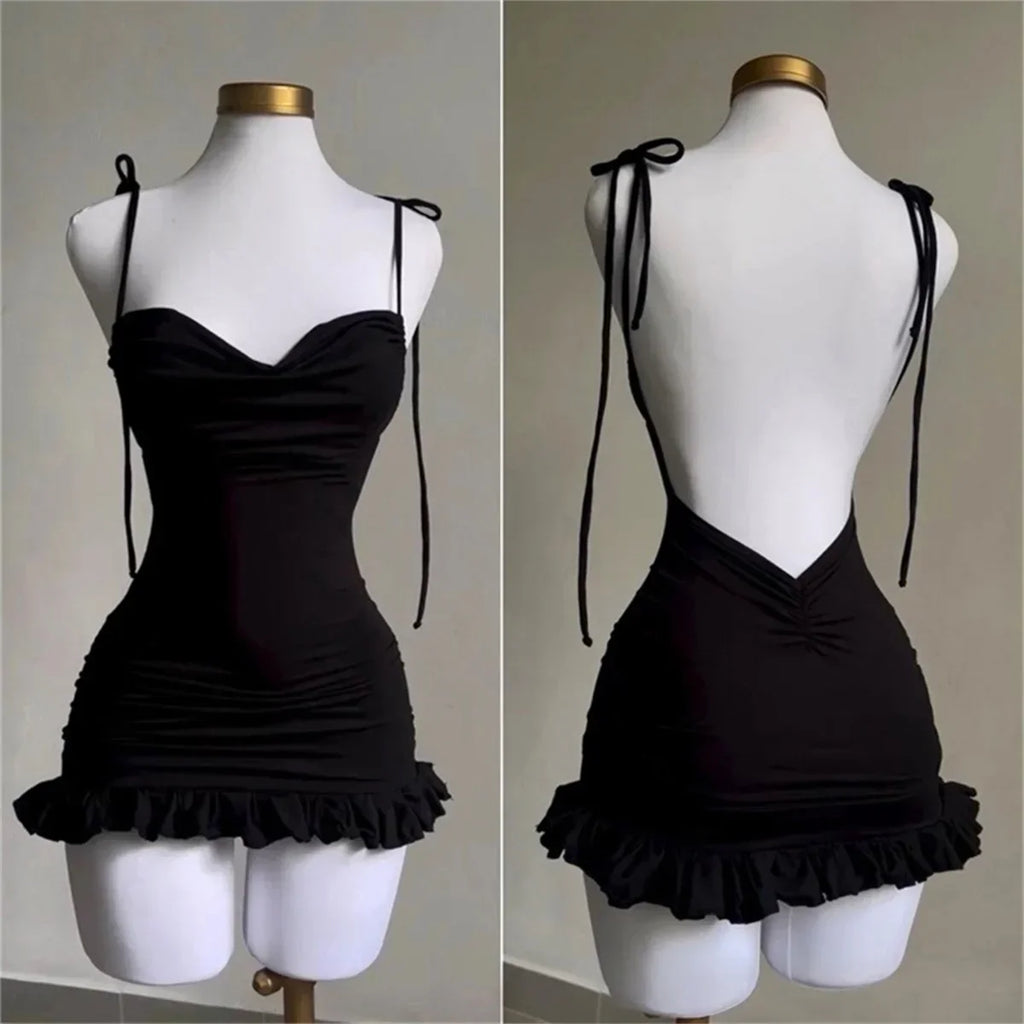 V Neck Backless Sundress | Sexy Lace Up Beach Dress -femstylo