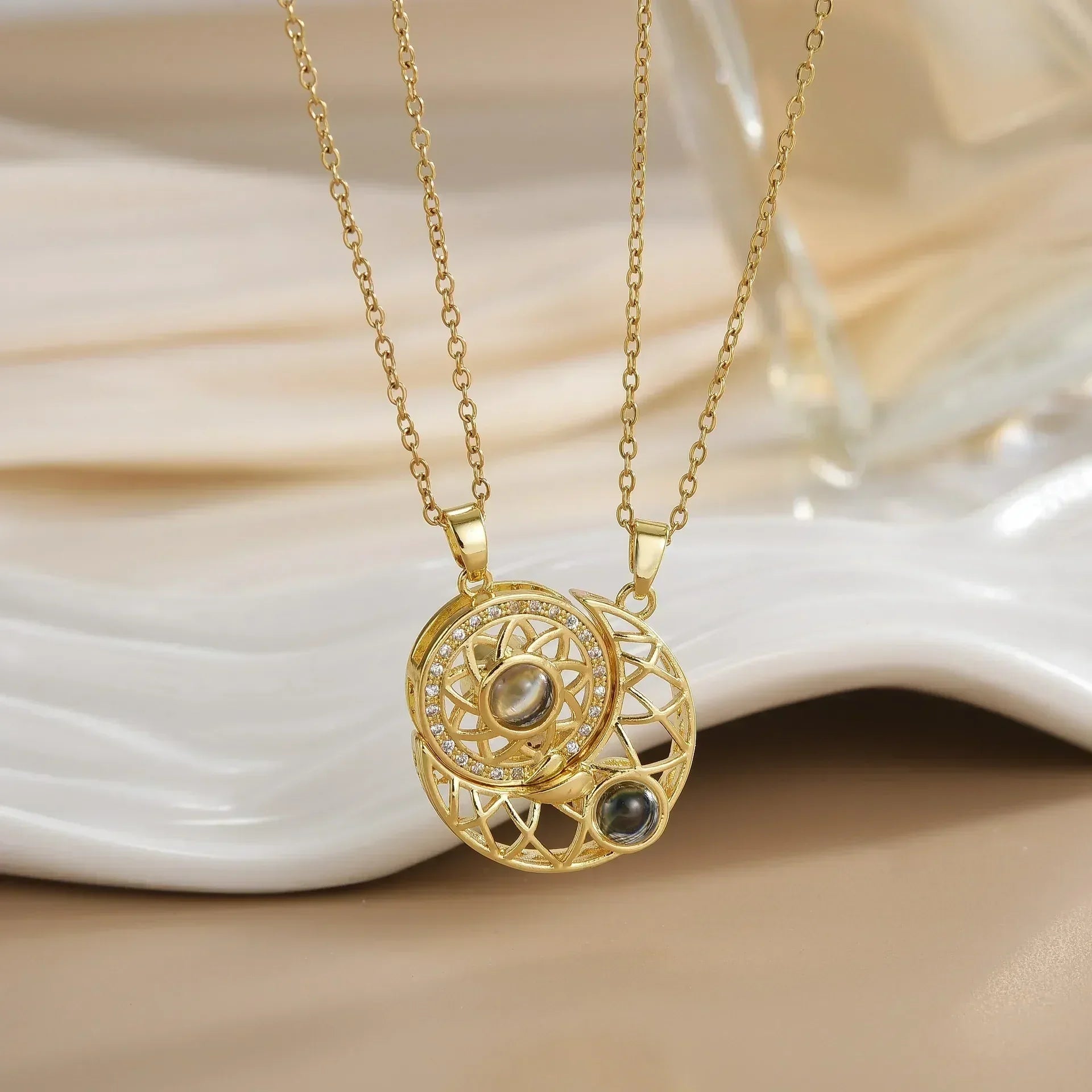LATS New Stainless Steel Magnetic Sun Moon Couple Necklace Fashion Chain for Men and Women Good Friend Gifts Trend Jewelry