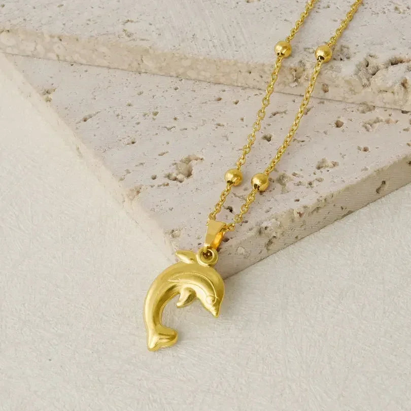 1Pc Temperament Fashion Summer Beach Blue Marine Life Sea Horse Shell Turtle Mini Fish Bead Necklace Classic Clavicle Chain