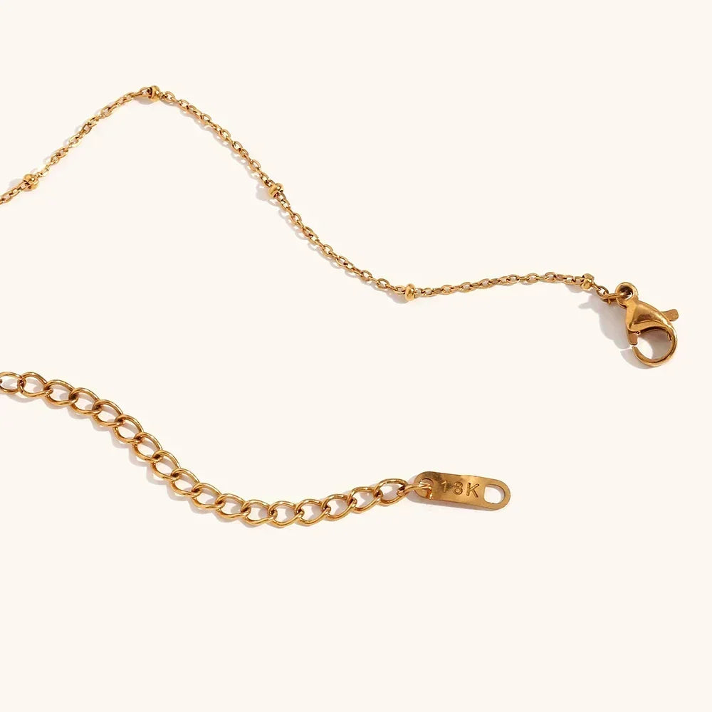 La. Muses Colored Cubic Zirconia Star Moon Texture Pendant Stainless Steel Retro Luxury Necklace Waterproof Jewelry Gift