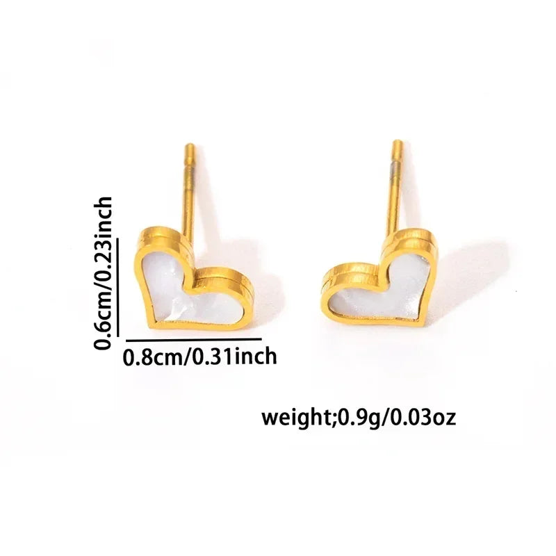 ANENJERY 316L Stainless Steel Heart Shell Necklace Bracelet Earrings For Women Girls Simple Fashion Jewelry Set Gifts Wholesale
