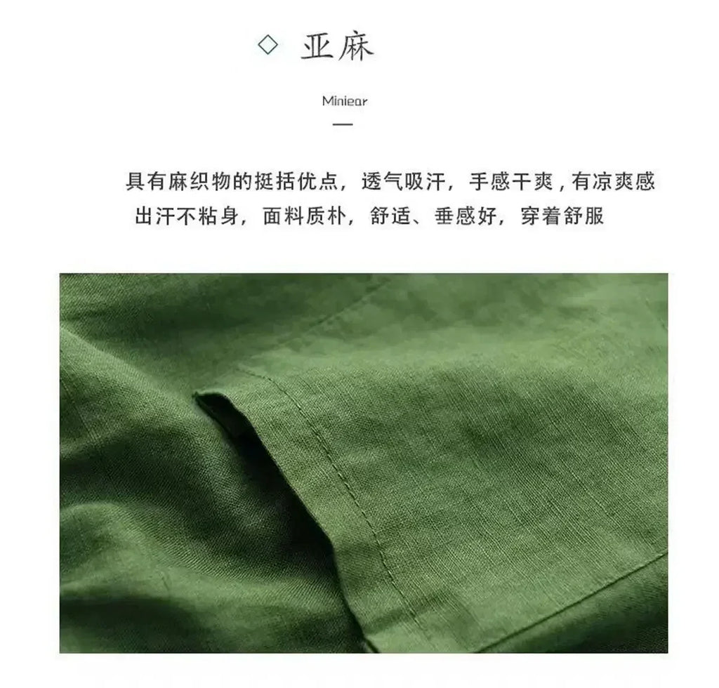Cotton Linen Vintage High-Waist Elastic New Style Tie-Belt Embroidered Hollow Casual Straight Shorts