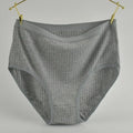 1pc Women's Cotton High Waist Panties – Vertical Stripe Plus Size Underwear Breathable Solid Lingerie Shorts Simple Lady Briefs