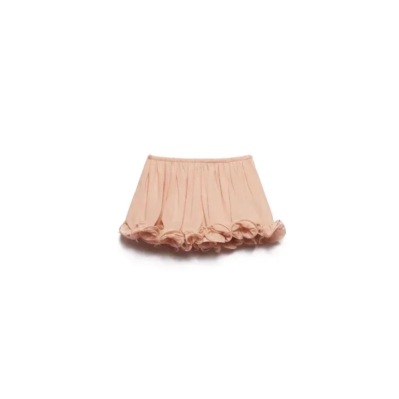 Elegant Ruffle Mini Skirt Set Women Sleeveless Halter Irregular Ruffles Top Mini Loose Short Skirts Sets 2025 Summer Lady Suit