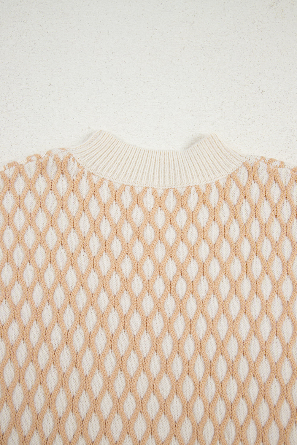 Smoke Gray Checkered Textured Knit Mock Neck Sweater - Femstylo