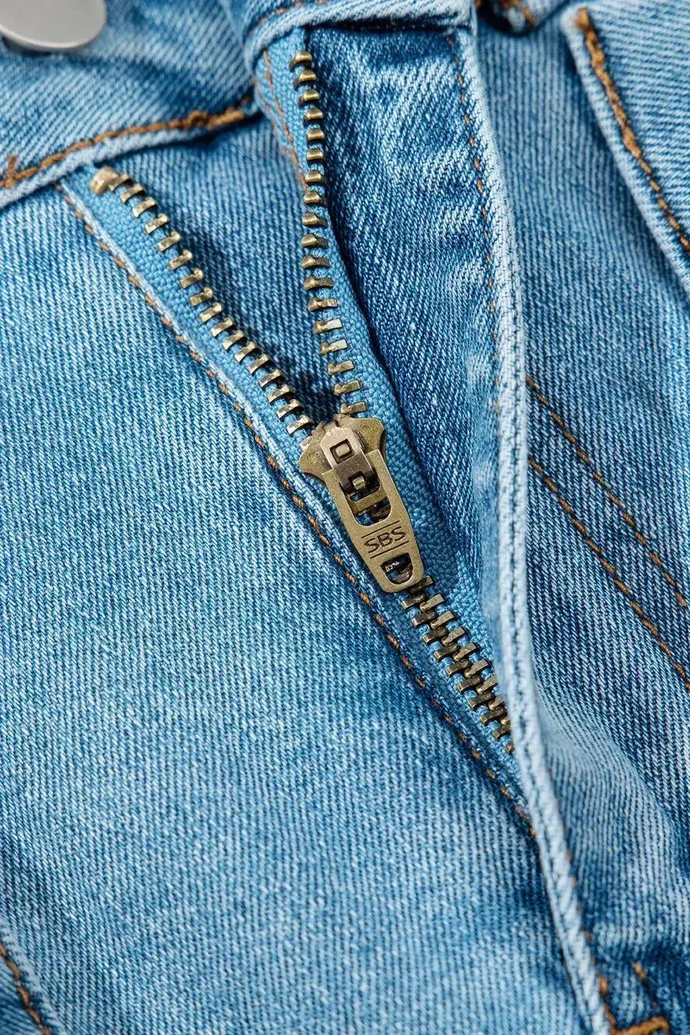 Dusk Blue Acid Washed Bowknot Details High Waist Denim Skirt
