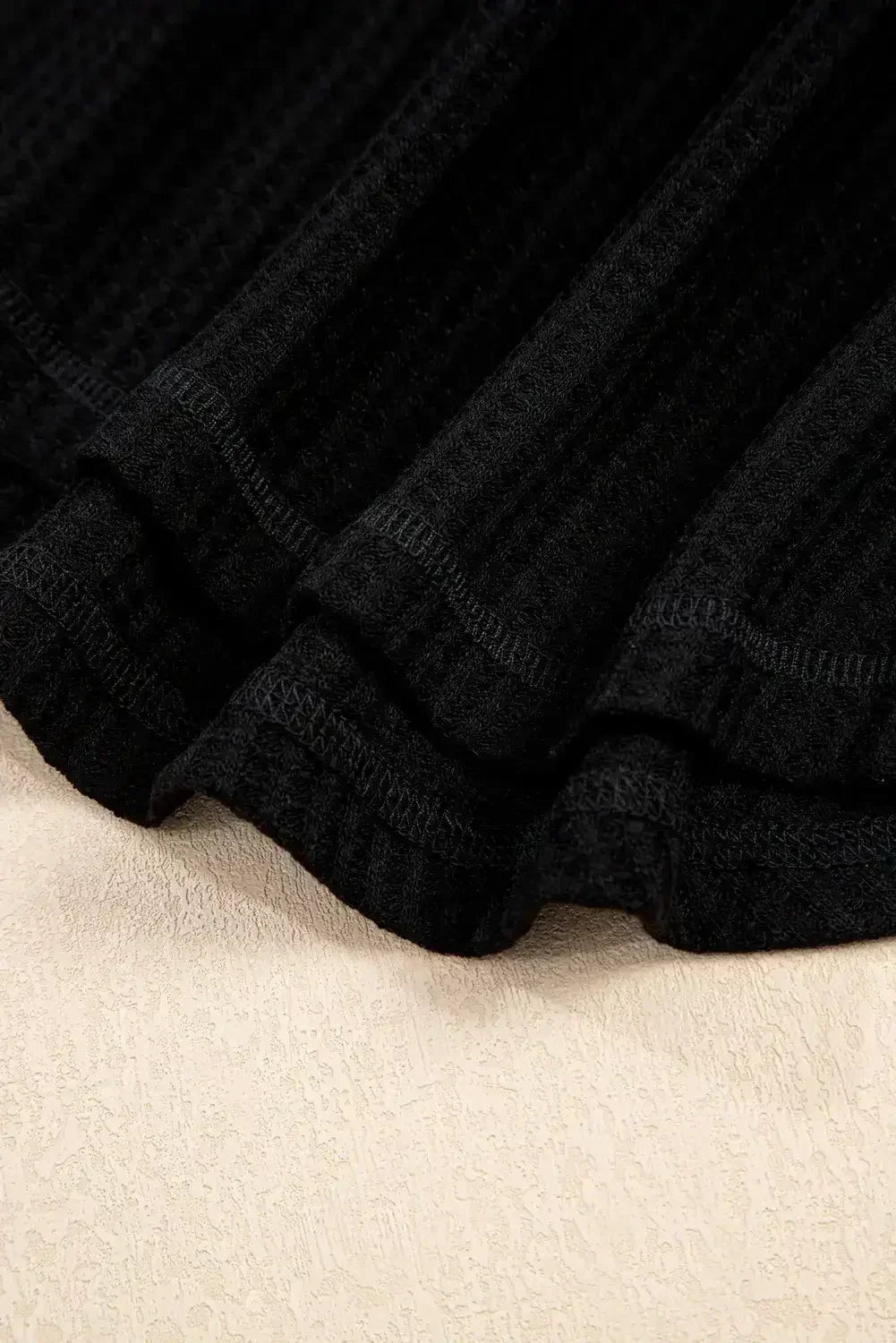 White Waffle Texture V Neck Drop Shoulder Loose Tee