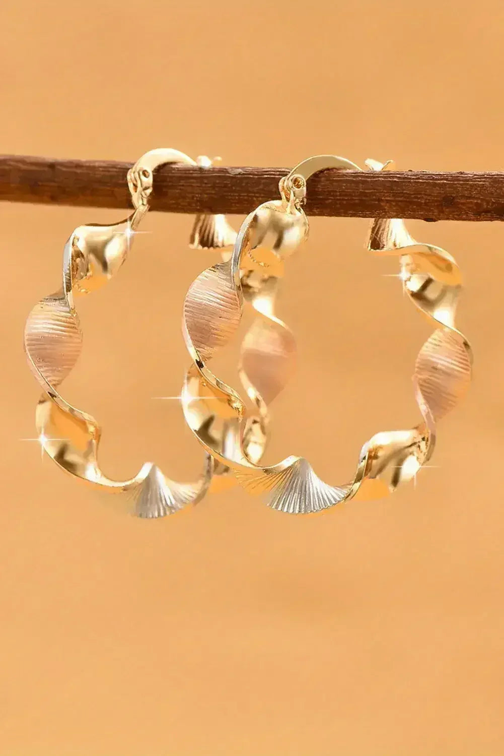Gold Twisted Hoop Earrings | Modern Alloy Hoops -femstylo