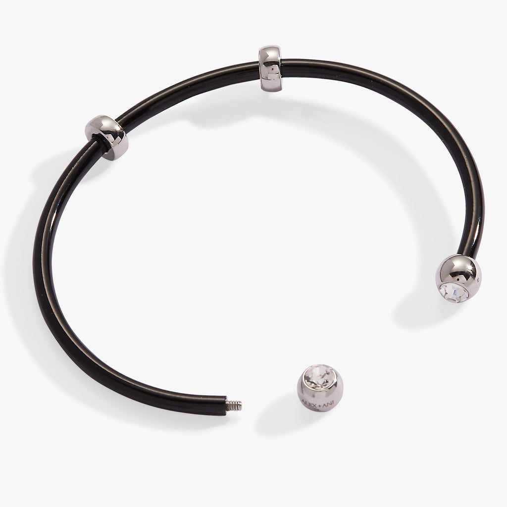 Bezel Stone Enamel Cuff, Black