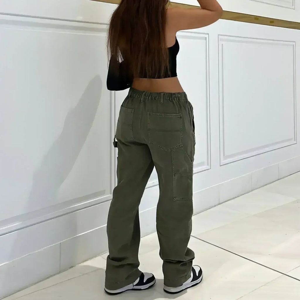 CargoMuse™ – High Waist Straight-Leg Utility Jeans for Women