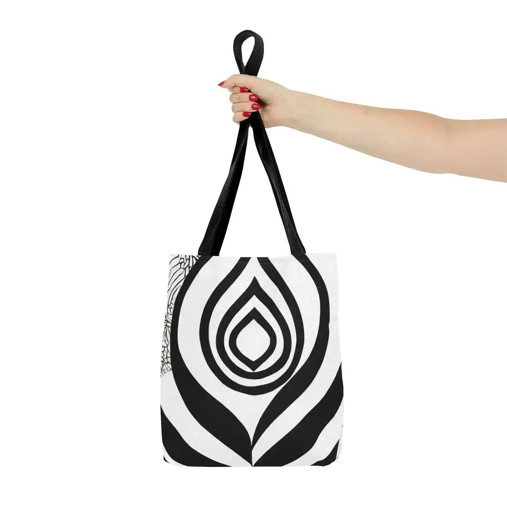 Large Tote Bag Floral Black Line Art Print 60110