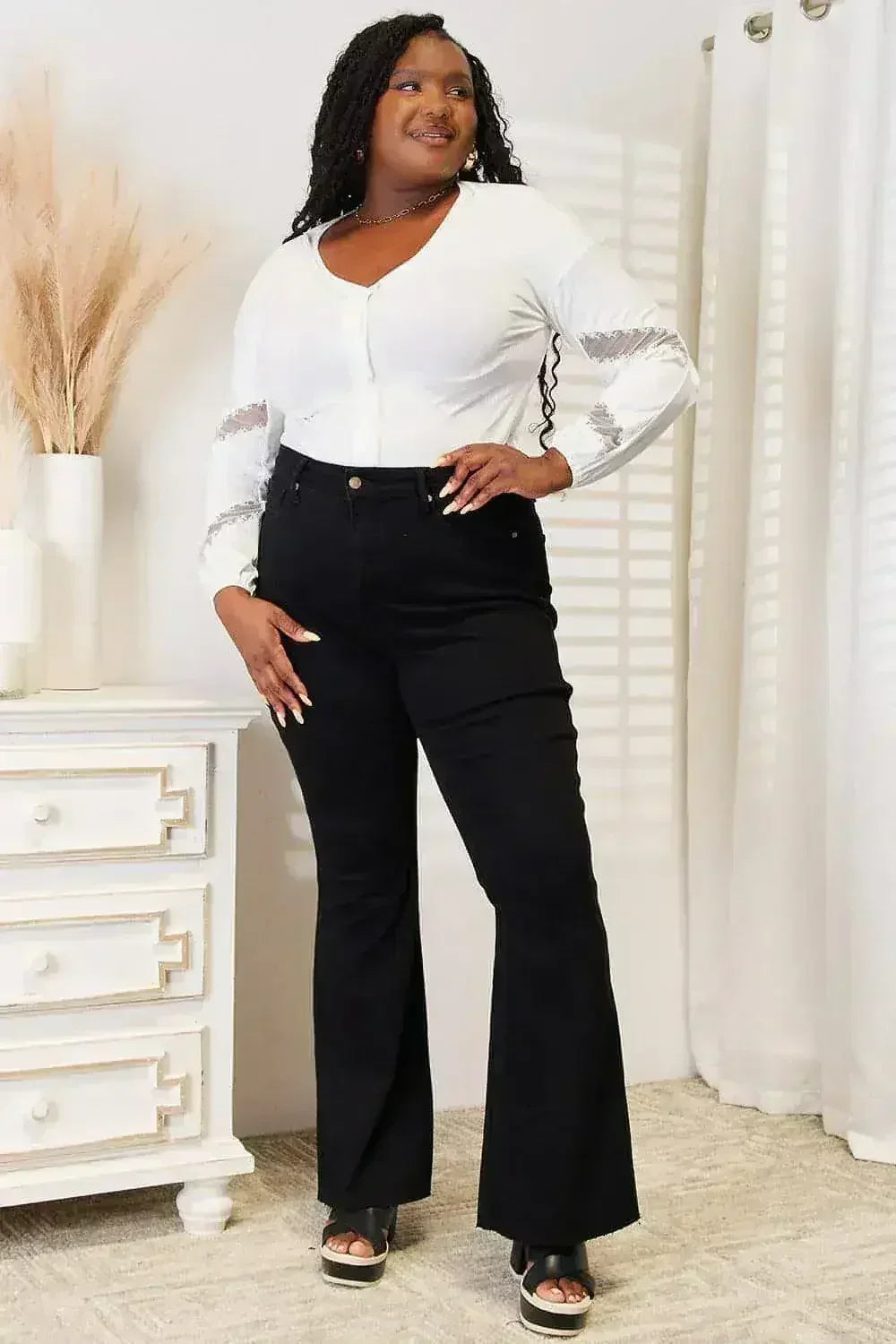 Off White V-Neck Dropped Shoulder Blouse - Versatile Top | Femstylo